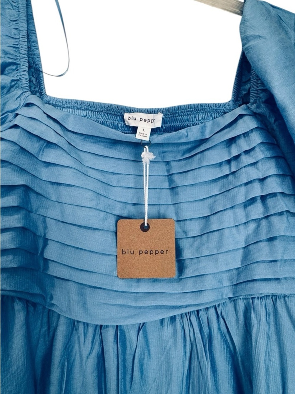 Blu Pepper Sky Blue Puff-Sleeve Mini Dress NWT - Picture 4 of 6